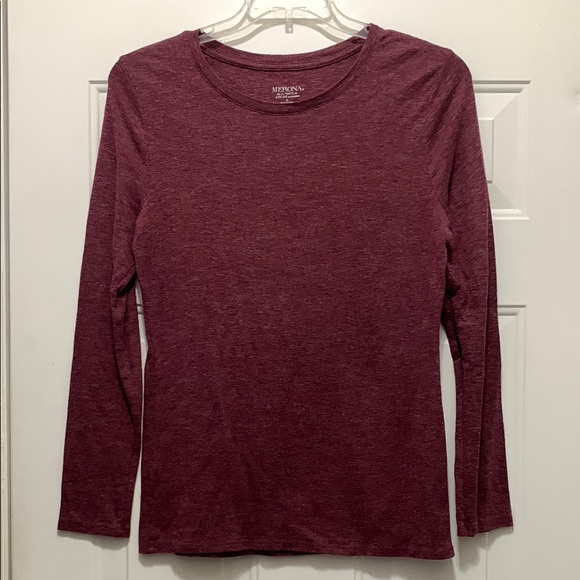 4/$10 Merona Burgundy Cotton Blend Long Sleeve Top Size Large - Picture 1 of 4